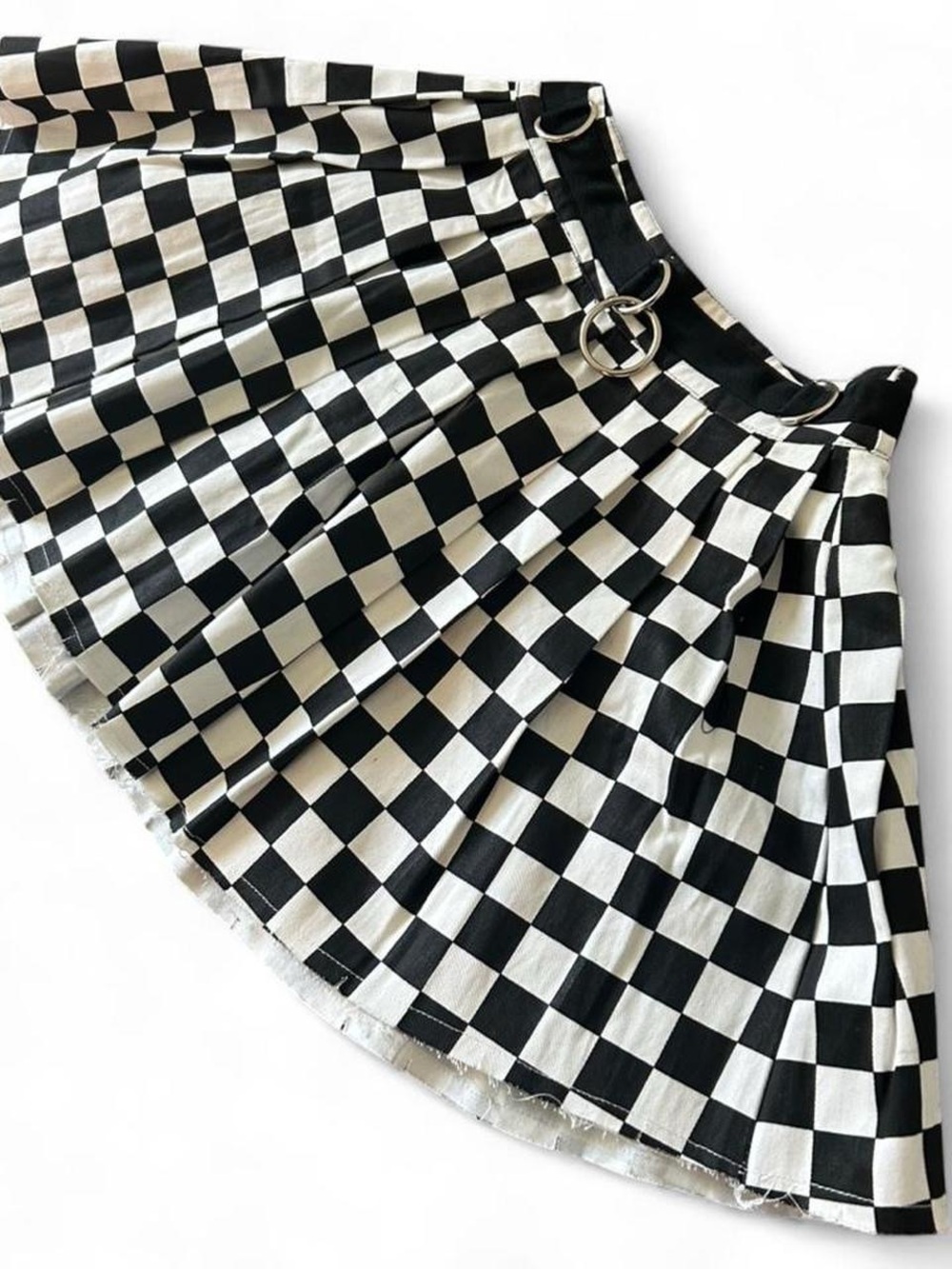 Grunge Alt Goth Current Mood Black White Checkered Mini Skirt XS